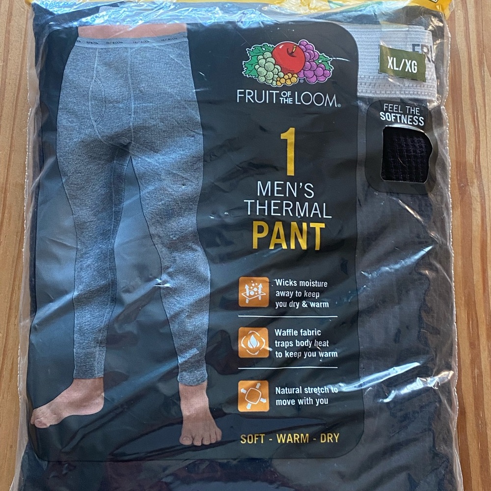 Fruit of the Loom Men's Black Thermal Pant